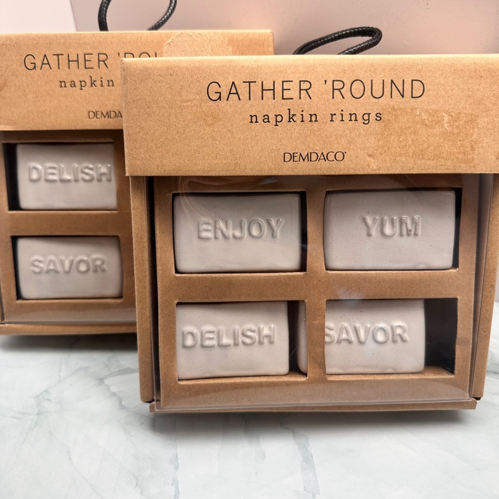 DEMDACO Gather Round Classy 2x1.5”Stoneware Napkin Holders